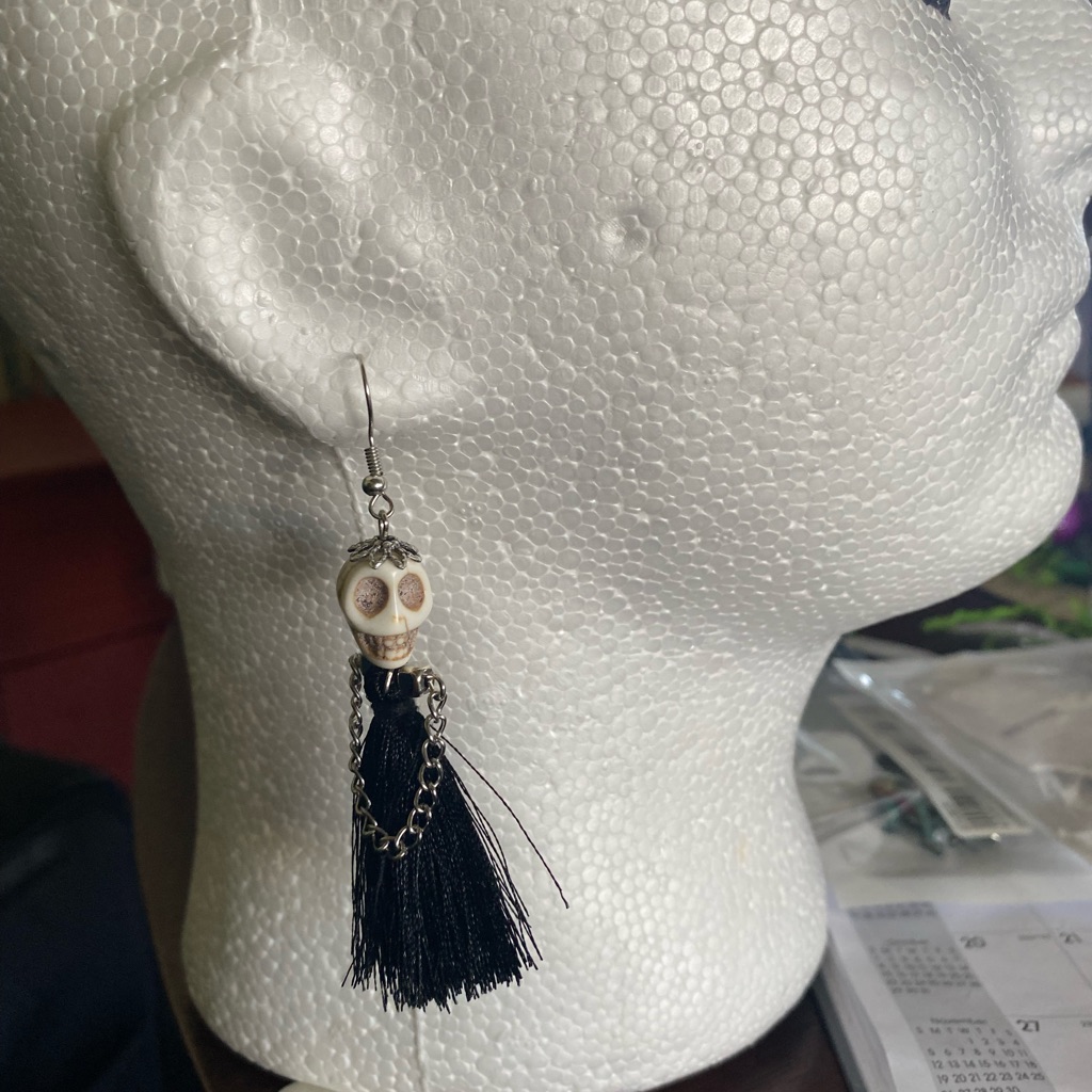 Halloween Skull Tassel Earrings